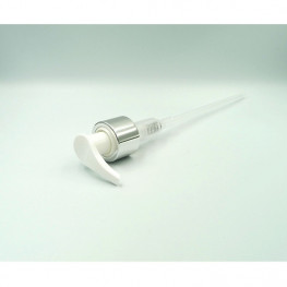 Lotion pump 24/410 white with silver collar
