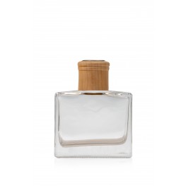 Transparent fragrance bottle, wooden neck, 100ml