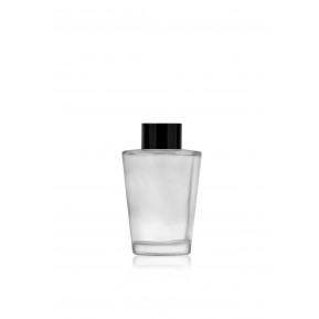 Transparent fragrance bottle, black metallic neck, 100ml